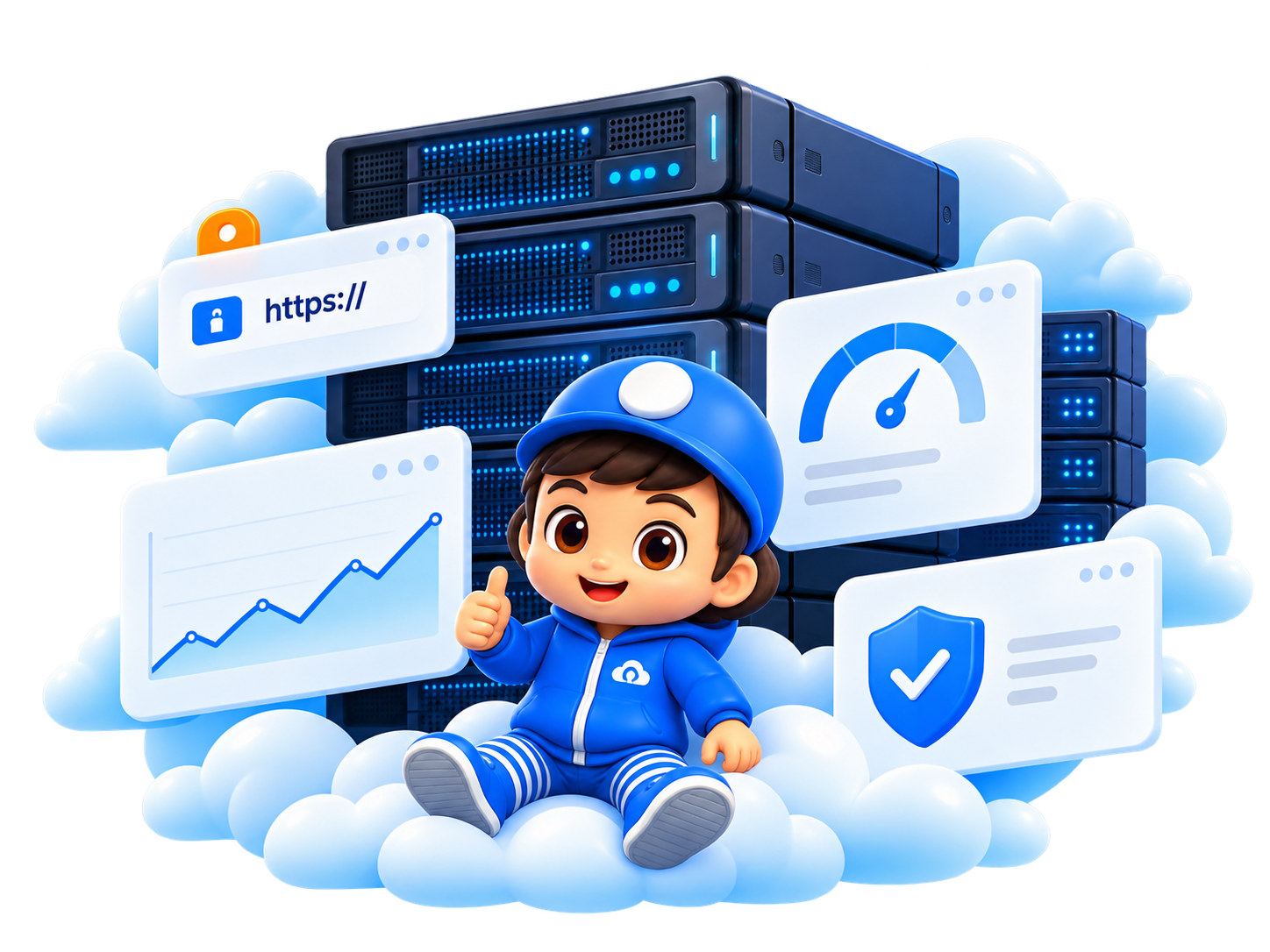 Maskot Lambda mengelola server, router MikroTik, dan aplikasi billing RT RW Net